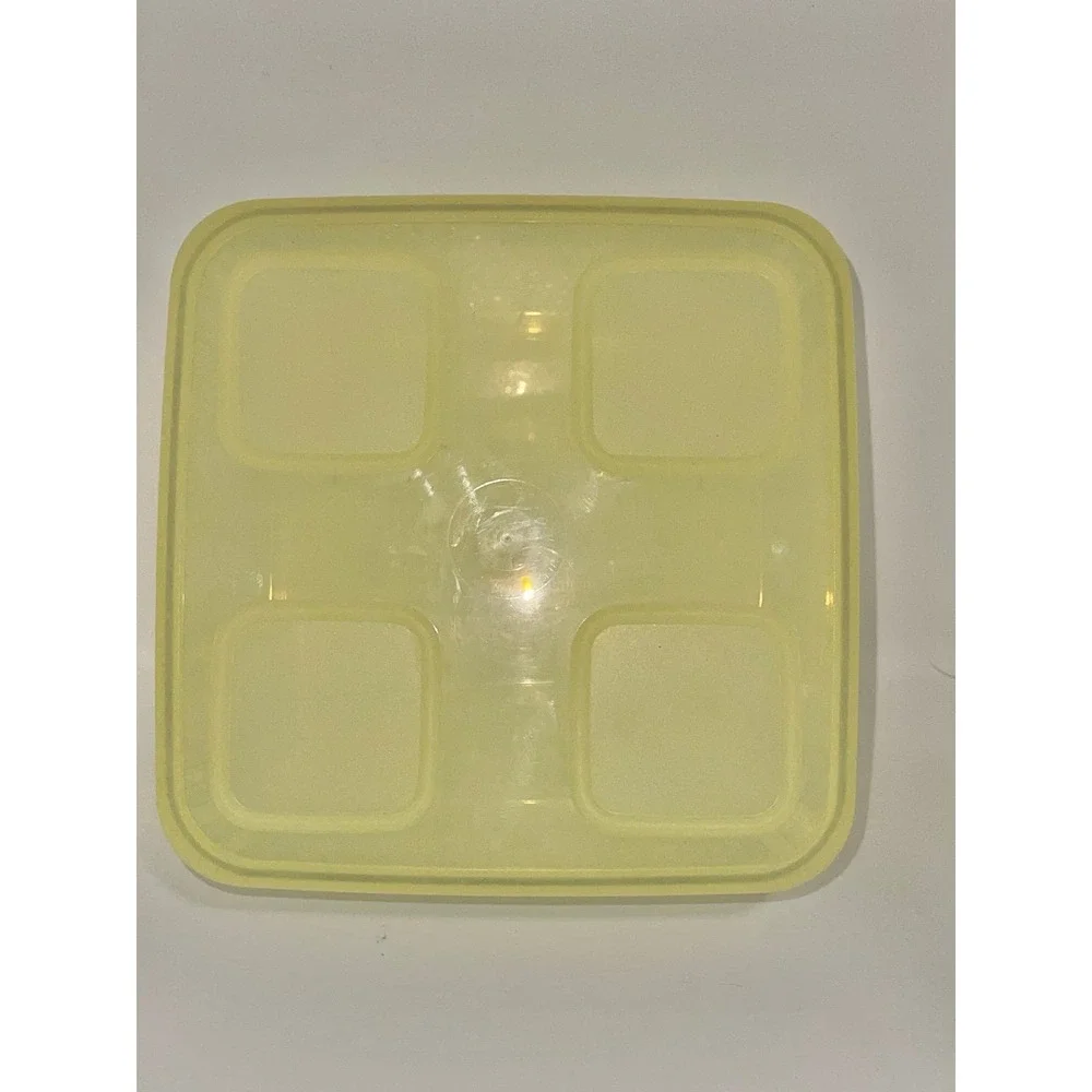 Tupperware #3151 Clear‎ Mates Square Stackable Storage Container Yellow Lid